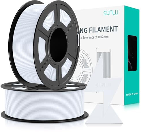 SUNLU PLA Filament Schnell Drucken 1.75mm, 3D Drucker PLA Filament mit Hoher Fließfähigkeit, Entwickelt für schnelles 3D Drucken, Rapid HS-PLA, Maßgenauigkeit +/- 0.02mm, 2KG Weiß+weiß