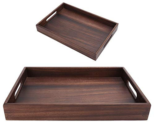 KIMISS Holztablett Charola De Servicio Japonesa De Nogal Bandeja De Servicio De Madera Rectangular Vintage con Bandeja De Comida para El Desayuno para Té Coffeeuit Bandeja De Madera