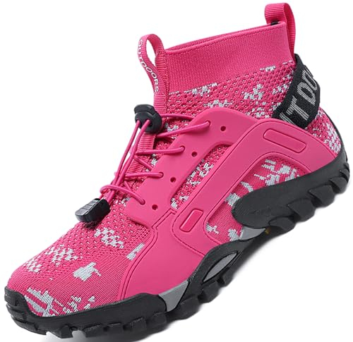 VTASQ Herren Damen Wanderschuhe Anti-Rutsch Wanderstiefel Trekkingschuhe Leicht Atmungsaktiv Outdoorschuhe Männer Sportschuhe Kletterschuhe Trail Running Traillaufschuhe Unisex Rose 37 EU