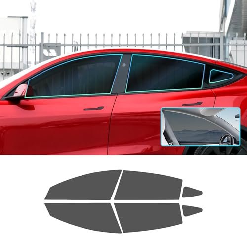 FDAIUN Window Tint Film for Tesla Model Y 2020-2024 8%/20%/35% Vlt PVC Pre-Cut Car Windows Tint Film Accessories Black (20% Vlt Side Window Pack of 6)