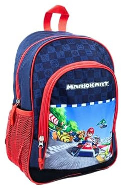 mybagstory - Sac à dos pour garcon Mario Kart - Enfant - Ecole - Primaire - Maternelle - Garderie - Cartable garcon - Taille 37 cm - Bretelles réglables - Idée Cadeau