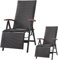 Rattan-Klappstuhl 2er Set, 7-Fach Verstellbarer Aluminium Liegestuhl, 2 Klappstühle mit Armlehne, Hochlehner Gartenstühle Klappbar, Bequemer Stuhl für Balkon Rattan, 217x55,5x66cm, Campingstuhl