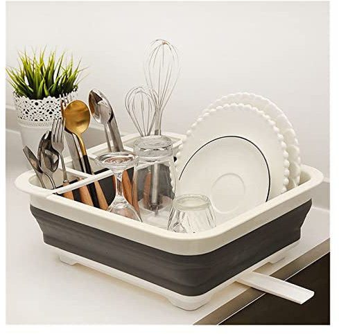 Estante for platos plegable for coche Camper, estante for vajilla, estante portátil for cuencos, diseño de fregadero TPR for RV, caravana, barcos Accesorios para autocaravanas, caravanas y campers