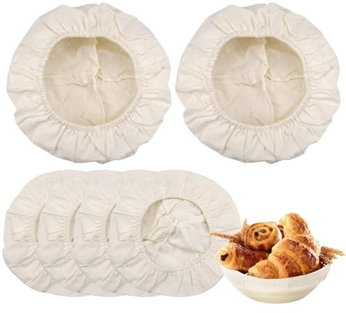 6 Stück Stoffbezug Gärkorb, Brot Gärkorb Tuch, Bezug Gärkörbchen, Bäckerleinen, Basket Liner Cloth, Abdeckung Gärkörbchen für Brot zum Bäckerleinen zur Teigzubereitung Und zum Backen(25cm)