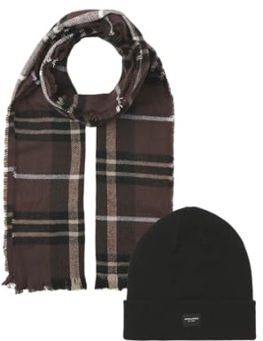 JACK & JONES Men's Jacfrost Dna Beanie and Scarf Giftbox Jacfrost Dna Beanie And Scarf Giftbox (pack of 1)