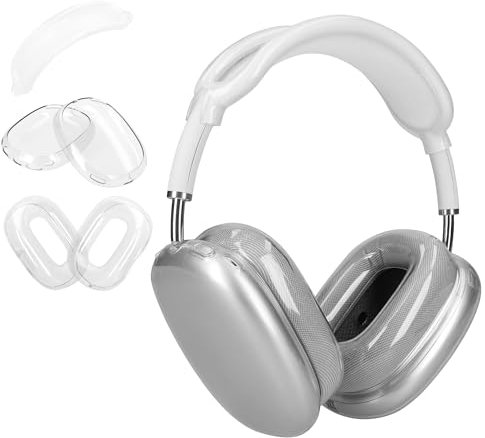 kwmobile 3in1 Kopfhörer Cover kompatibel mit Apple AirPods Max Hülle - TPU Ohrhörer Schutzhülle - 360° Headphone Case - Transparent