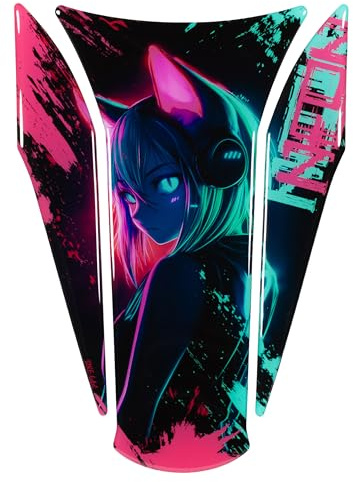 Tankpad Motorrad Anime Catgirl Cyber Kawaii pink cyan edgy Style 3D Gel Sticker X509663VA