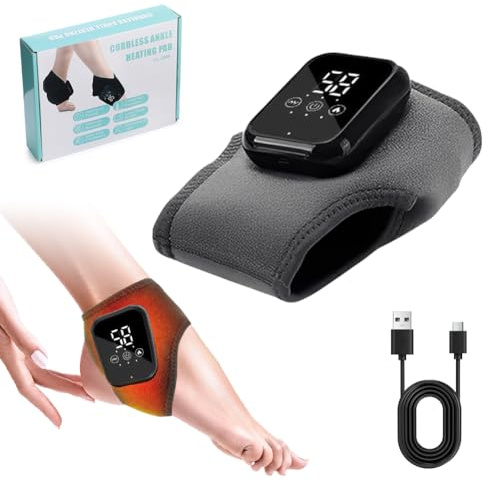 Fußmassagegerät Elektrisch 3-in-1, Tragbares Knöchelmassagegerät | USB Aufladbar, 3 Modi & 5 Wärmestufen, Massagegerät für Fuß, Knöchel & Achillessehne