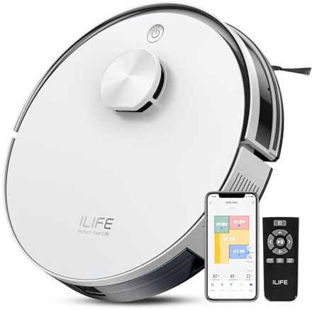 ILIFE A30s Robot Aspirador, Potencia de succión máxima de 10.000 Pa con navegación Lidar, Mapa de Inicio, Zona sin IR, máx. 150 Minutos, 2,4 G WiFi/App/Alexa/Mando a Distancia, para Suelos Duros