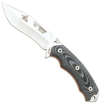 Cudeman Cuchillo 124-M-K JJSK1 hoja de acero böhler N-695 de 12 cm empuñadura de micarta negra de 11,5 cm, funda de kydex para caza, pesca, supervivencia y bushcraft + Portabotellas regalo