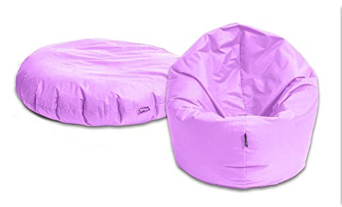 BuBiBag 2in1 Sitzsack Sitzkissen mit Füllung |XX- Large Ø: 145 cm, Flieder | Indoor & Outdoor Beanbag | Geeignet für Kinder Innen- & Außenbereich Kinderzimmer | Wasser- & Schmutzabweisend Wetterfest