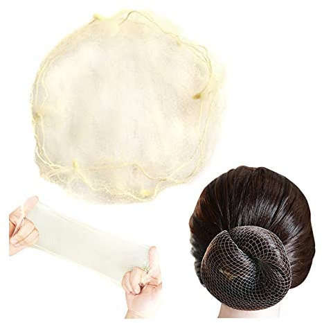 YANTAISIYU 50 Stück Nylon Haarnetz Dutt Unsichtbare Mesh Haarnetze Bun für Balletttanz und Haarfixierung (Blond)