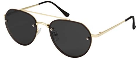 La Optica B.L.M. Sonnenbrille Herren Damen Retro Pilotenbrille Fliegerbrille Gold - Brillenbeutel Brillenputztuch - Gläser Schwarz/Grau