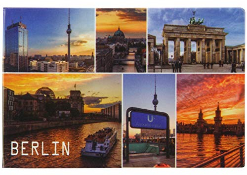 Kühlschrank-Magnet Berlin | Spree | Starker Halt | Mehr-Bild-Foto-Magnet 8 x 5,5 cm | typisches Souvenir