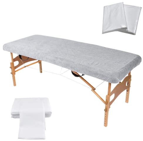 Lettino da massaggio usa e getta per l'igiene sanitaria e lenzuola protettive con angoli per trattamenti di bellezza, grado medico + elastico + morbido sulla pelle + materiale resistente + traspirante