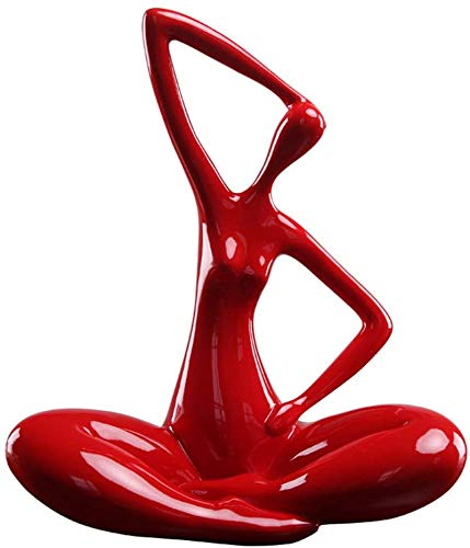 Uziqueif Abstrakte Frau Kunst Statue Skulptur Dekoration Wohnzimmer Büro Bar Café Eingang Statuen Und Skulpturen,Harz,Red c,Shiny
