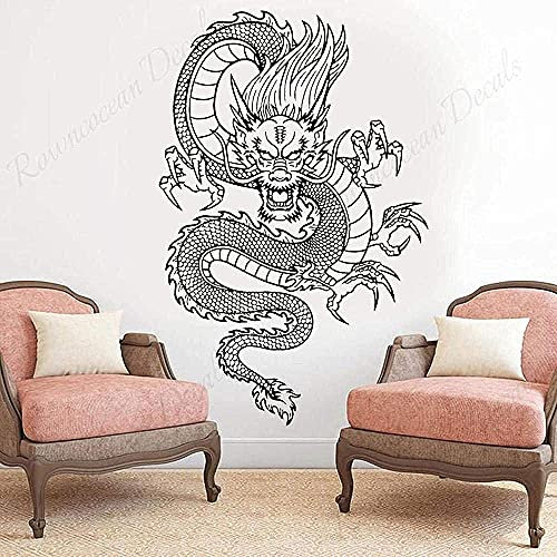 Style Chinois Dragon Stickers Muraux Vinyle Décoration De La Maison Salon Chambre Stickers Muraux Style Chinois Papier Peint Mural Décoratif 57X88Cm