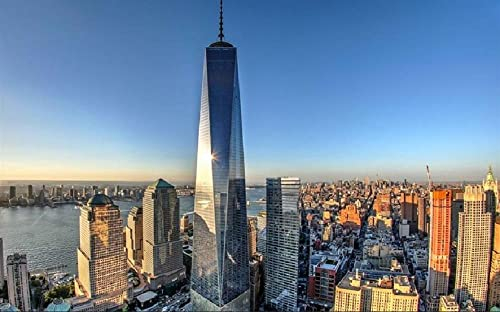 Haeran River Vollbohrer World Trade Center New York City Morgen Sonnenaufgang DIY 5D Diamant Malen Nach Zahlen Einzigartige Kits Wohnwand Dekor Kristall Strass Wanddekor