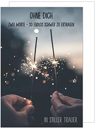 Edition Seidel Premium Trauerkarte mit Umschlag. Beileidskarte Trauer Karte mit Spruch ohne Dich Wunderkerzen Hände herzliches Beileid Abschied Teilnahme Mitgefühl (T1038 SW022)