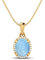 MOONEYE 925 Sterling Silber für immer klassische ovale Form natürlicher Larimar Solitär-Anhänger für Frauen Geburtsstein Halskette (Gold-Vermeil)