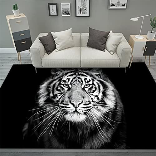 AU-OZNER balkonteppich Schwarzer Teppich, Krabbel Matte mit Tiermuster, Anti bakterieller Schall dämmung, rutsch Fester Teppich Carpet Bedroom, schwarz, 80x120cm