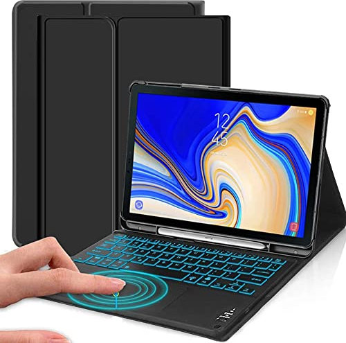 QYiiD Custodia Tastiera con Trackpad per Galaxy Tab S4 10,1 Pollici surfplatta (SM-T830/T835/T837), Italiana QWERTY Retroilluminata Tastiera Magnetica Rimovibile con Touchpad