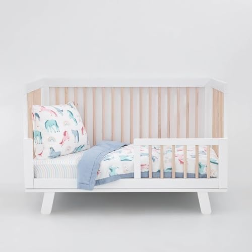 Little Unicorn Baumwoll-Musselin-Bettwäsche für Kleinkinder, 3-teiliges Set, Bettdecke, Bettlaken, Umschlag, Kissenbezug, super weich und atmungsaktiv, gedruckte Designs für Jungen und Mädchen,