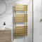 DuraTherm® 1200 x 500mm Flat Panel Heated Towel Rail Radiator Modern Central Heating Bathroom Warmer Wall Mounted Ladder Rad, Brushed Brass