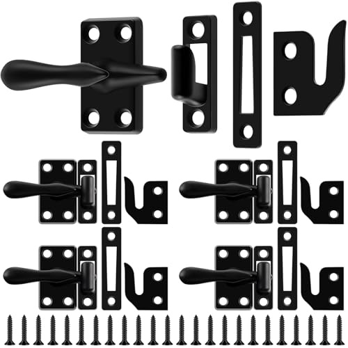 Hicarer 4 Pack Matte Black Casement Window Lock Latches, 1-7/8 Inch