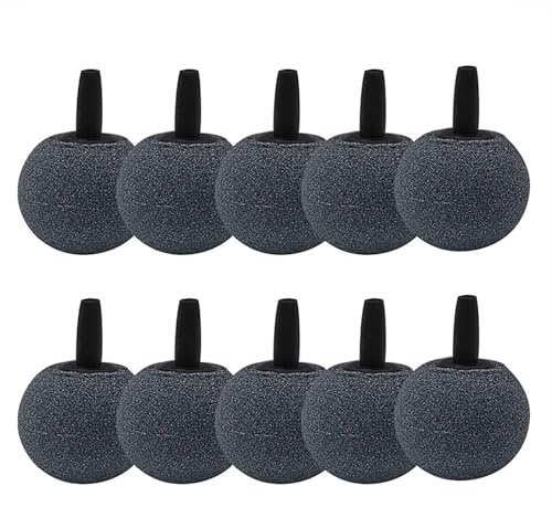 Holzsammlung Bulleur Aquarium Silencieux - 10 PCS 40mm Noir, Diffuseur d'Oxygène Rond Nano Bubble Air Stone pour Etits Bassins et Marchés de Poissons