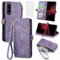 Asuwish Phone Case for Sony Xperia 1 IV 2022 Wallet Cover with Tempered Glass Screen Protector and Wrist Strap Leather Flip Zipper Credit Card Holder Cell Accessories Experia 1IV 4 5G Women Men Purple