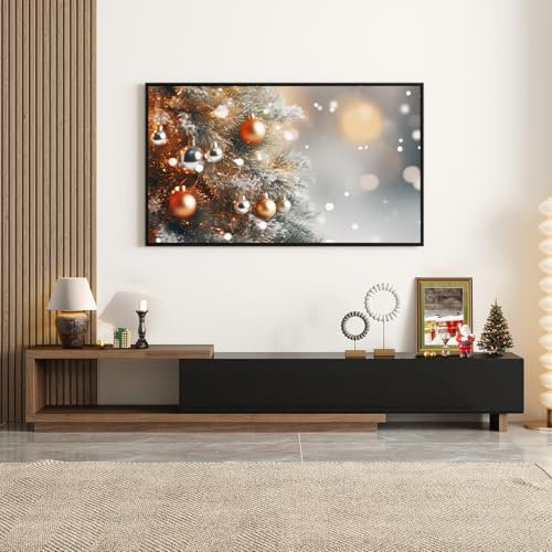 Homary 100,4 Erweiterbarer TV-Schrank Moderner Unterhaltungscenter mit Stauraum TV-Konsolentisch für Wohnzimmer (Schwarz & Nussbaum)