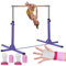 Gym Bar® Kinder Gymnastikstange Rosa | 13 Stufen einstellbar von 90 bis 150 cm | Stahl und Massivem Buchenholz | Schutz-Kit enthalten | Indoor Outdoor Use | Sport Training Equipment | Aerobik