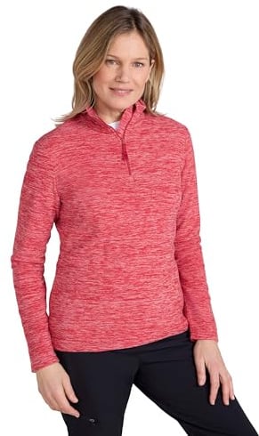 Mountain Warehouse Snowdon Womens Fleece Top - Warm Pullover, Lightweight Sweater, Half Zip, Breathable Ladies Tee, Quick Drying - For Spring Summer, Walking, Travelling Red Women's Size 12