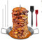 Gril vertical à brochettes de viande, 25,4 cm en acier inoxydable avec 3 pointes amovibles et 2 brosses, grille de barbecue pour poulet, poisson, steak, saucisse