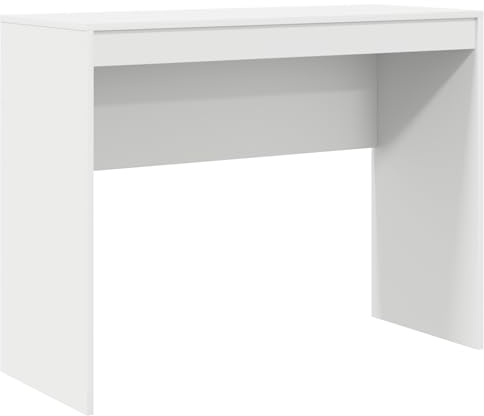 vidaXL Minimalistischer Schreibtisch mit Schublade | Weißer Spanplatte | Mittel | 100 x 40 x 76 cm | Ideal für Zuhause oder Büro | Kompakt, Langlebig und Stylisch