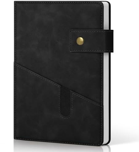 EBONY A5-Notizbuch aus Leder für Männer und Frauen, Hardcover-Notizbuch für Business, Arbeit, Uni, Geschenkidee