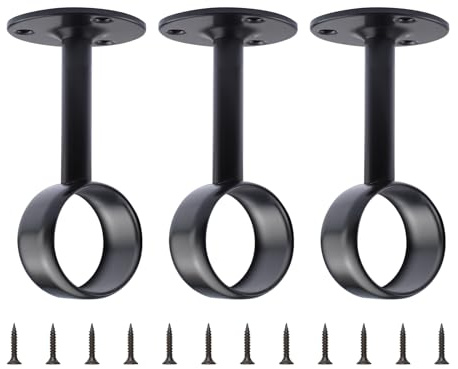 INCREWAY 3-tlg. Schwerlast-Vorhangstangenhalter, Decken-Wandhalterung für 32-mm-Stangen, Decken-Vorhangstangenhalter für Fenstervorhänge, Schrankgarderobe & Duschvorhänge