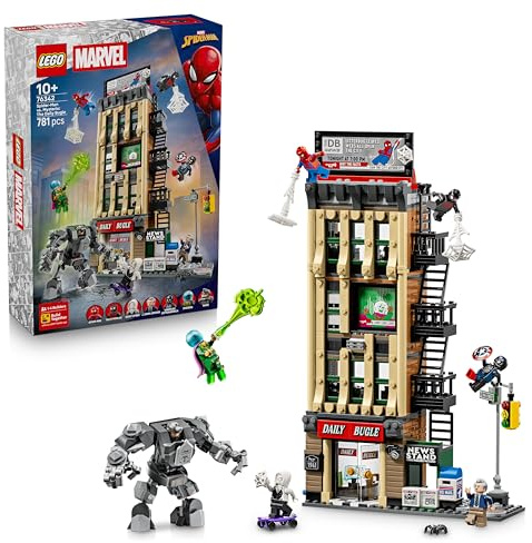 LEGO | Marvel Spider-Man vs. Mysterio: The Daily Bugle Building - Superhero Toy w/a Mech Action Figure & 7 Minifigures - Birthday Gift for 10+ Year Old Boys & Movie Fans - 76342