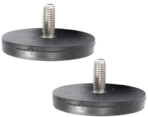 2x Neodym Magnete Gummiert Ø 43mm Mit M6 Außengewinde 15 KG Zugkraft Flachgreifer Magnet Scheibe Topfmagnet Gummi Runde Magnete mit Gewinde für Schrauben Öse oder Haken