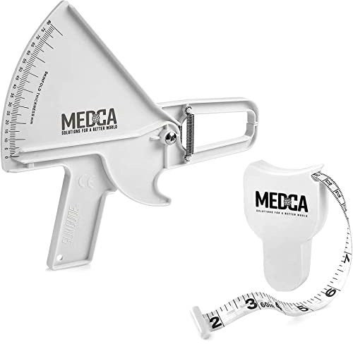 Calibrador de pliegues cutáneos y cinta métrica corporal Pro - Herramienta de precisión para la grasa corporal y tabla de IMC - Medir con precisión ayuda a controlar la pérdida de peso