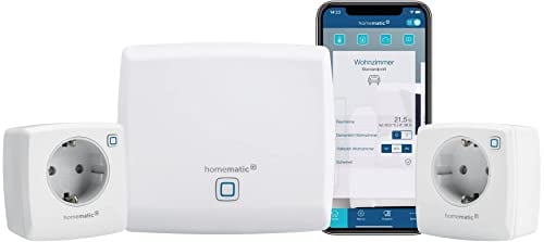 Homematic IP Access Point + 2x Schaltsteckdose, Smart Home, digitaler Zwischenstecker steuert Leuchten oder Elektrogeräte per App, Alexa & Google Assistant, Energie sparen
