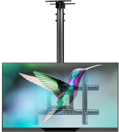 ONKRON Soporte TV de Techo 32-80 Pulgadas - Colgar TV en Color Negro con Carga de hasta 68 kg - Brazo Television Universal con VESA 100x100-600x400 mm/Soporte para Televisión Giratorio N1L-B