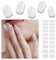 Foyute Semi Cured Gel Nail Strips, 20 Pcs Soft Self-Adhesive Gel Nail Polish Wraps Sticker for Salon-Quality Manicure Set,Long Lasting,Easy to Apply & Remove, Nail File & Wooden Stick (Silver glitter)