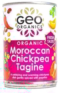 Geo Organics Moroccan Chickpea Tagine 400g (Pack of 1) | Certified Organic | Vegan Meals & Gluten-Free Food | Ready Meal with Exotic Spices | Gently Spiced