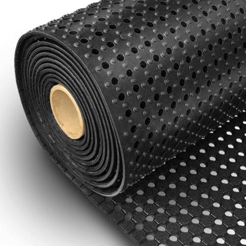 etm Tapis de sol en caoutchouc pour l'extérieur - Antidérapant - Vendu au mètre - Pour atelier, industrie, piscine - Plaque en caoutchouc robuste et découpable - 100 x 400 cm