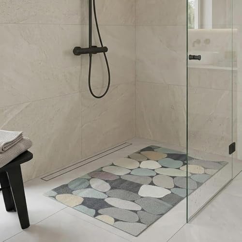 Pevfeciy Badewannenmatte 60x120 cm Duschmatte rutschfest Modern Stil Duscheinlage rutschfest Weich Komfort PVC Antirutschmatte dusche Mit Ablaufloch,Hohe Wasserdurchlässigkeit,für Nassbereiche