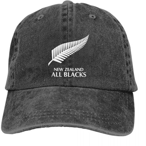 TUQIAAM Unisex All Black Zealand Baseballkappe, Rugby Cap, Weltmeisterschaft, gewaschener Denim getragene Hüte, Mode Training Sonnenkappe