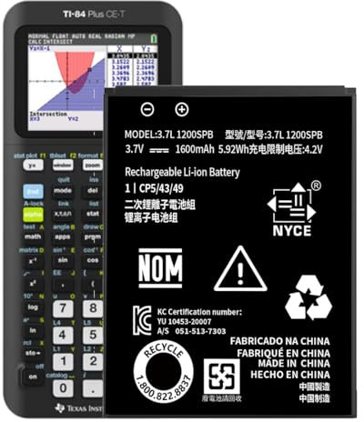 TI-84 Plus CE akku,1600mAh Li-Ion Ersatzakku für Fits Texas Instruments TI-84 Plus CE,TI Nspire CX/CX II、TI Nspire CX CAS/CX II CAS,P/N:P11P35-11-N01/3.7L
