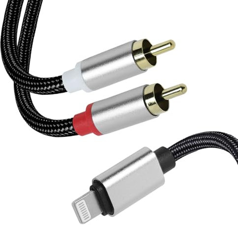 Knocery Cable RCA Audio, Cable Cinch para Phone, Adaptador de Audio para 14 13 Pro Max 13 Mini 12 12 Pro Max 12 Mini 11 Pro Max XS X 8 7 6 Plus